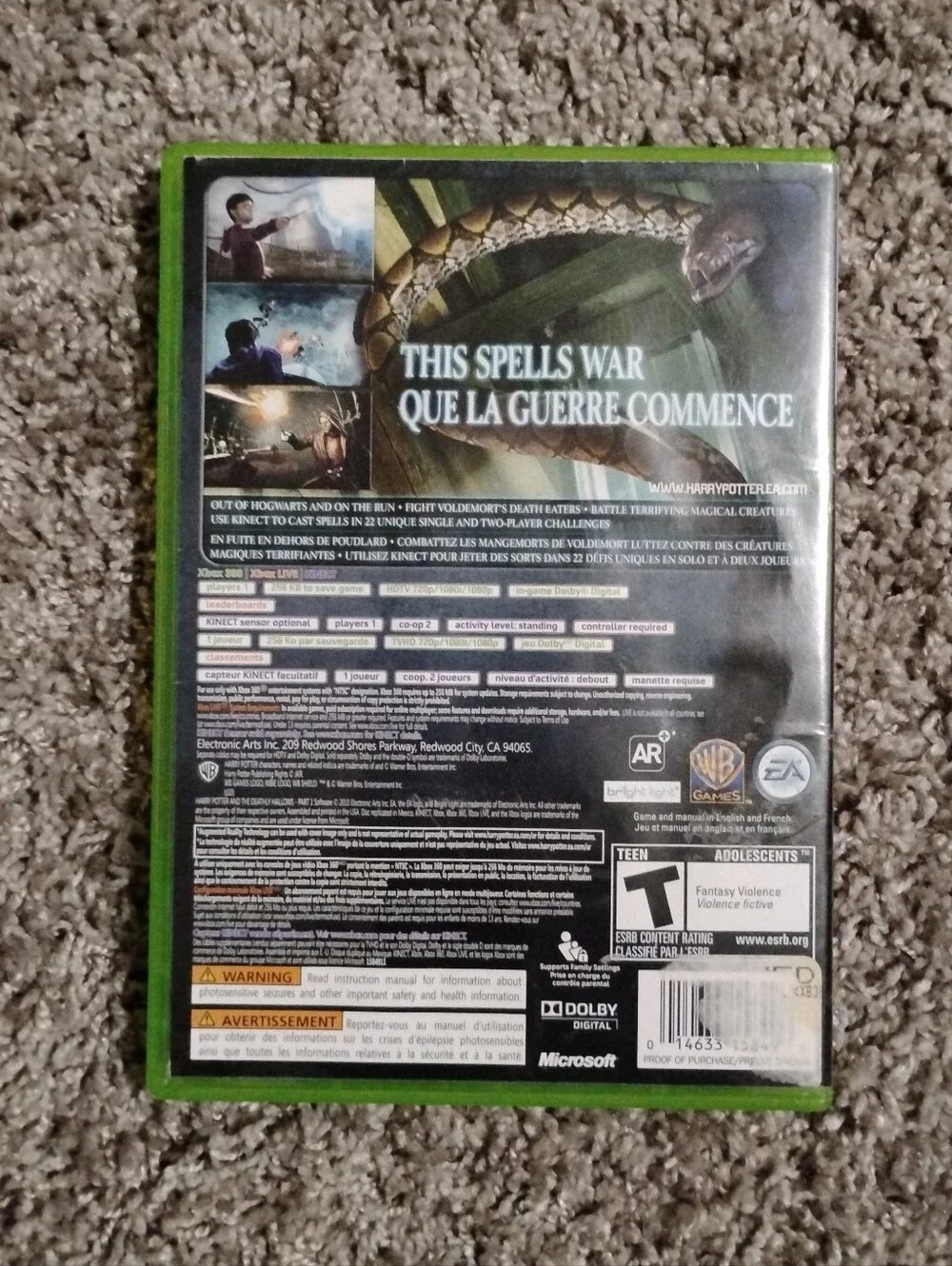 Harry Potter and the Deathly Hallows: Part 1 - Xbox 360 (Disc & Case)